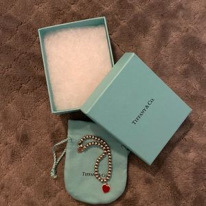Tiffany Red Heart Tag Bead Bracelet Small